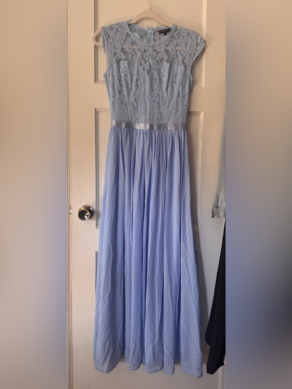 Lavender Lace Bodice Chiffon Maxi Dress